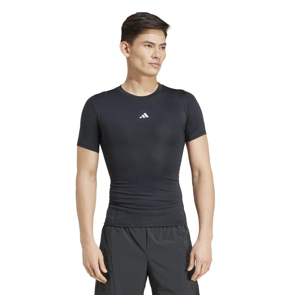 Adidas Men's X-Large Techfit Training T-Shirt - Black White Compression Base Tee